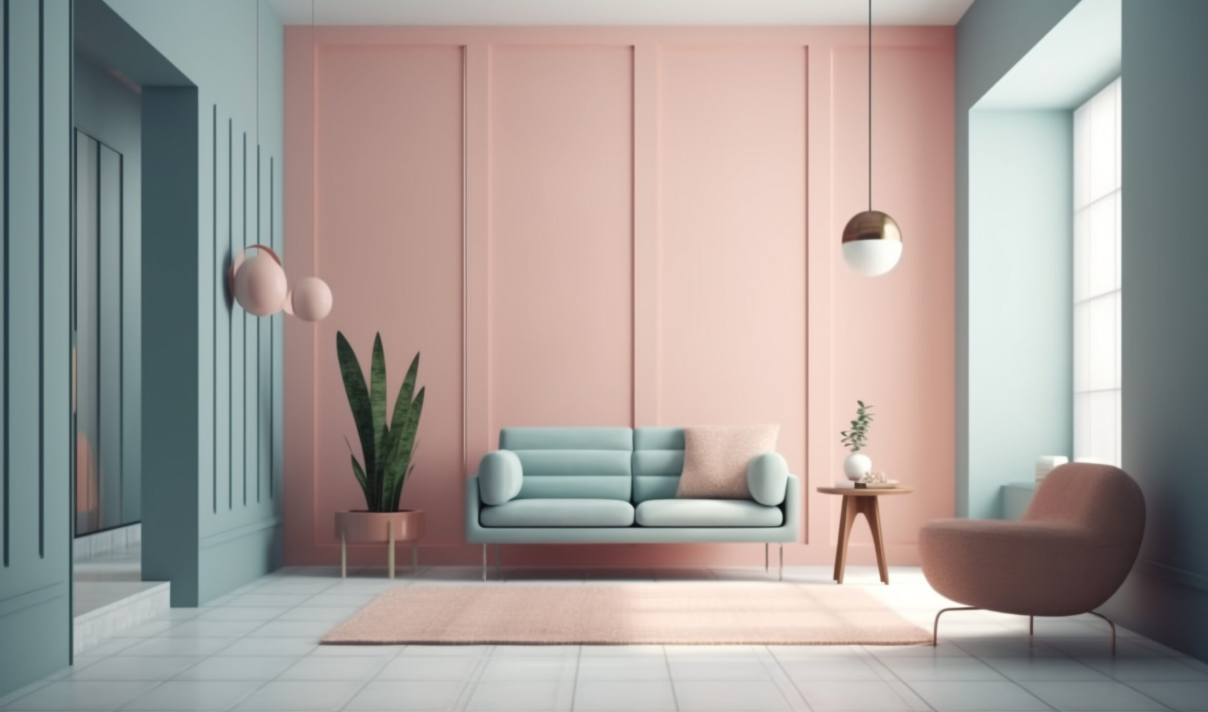 Modern apartment with comfortable sofa and elegant decor generated by AI
